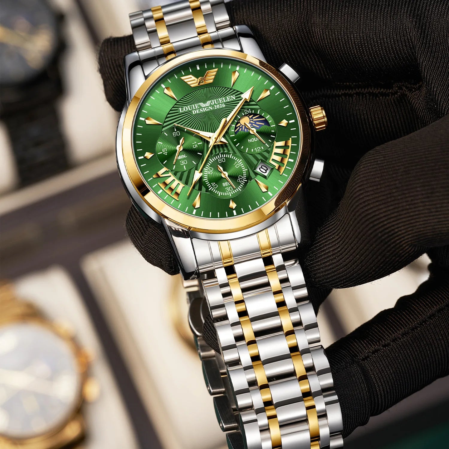 Montre Homme LOUIE JUELEN 2026 - Chronographe Multifonction Soleil Lune Étoiles