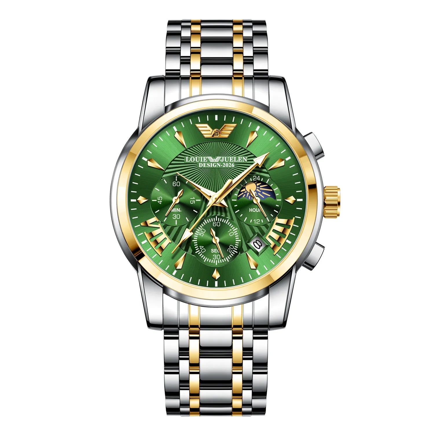 Montre Homme LOUIE JUELEN 2026 - Chronographe Multifonction Soleil Lune Étoiles