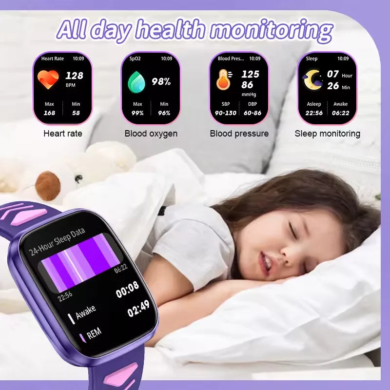MOONBIFFY - Montre Enfant connectée 1.75" HD Tactile - Jeux - Musique - Appels Bluetooth 5.2 - Android iOS