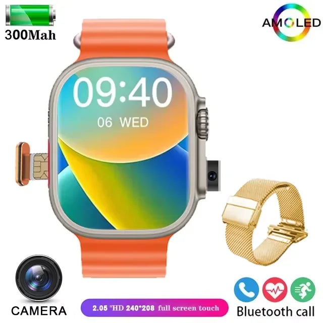 Montre Homme Connectée T83 Pro 2026 – 4G Android 10.0, Écran AMOLED 1.96", Caméra 200W, GPS & 100+ Sports
