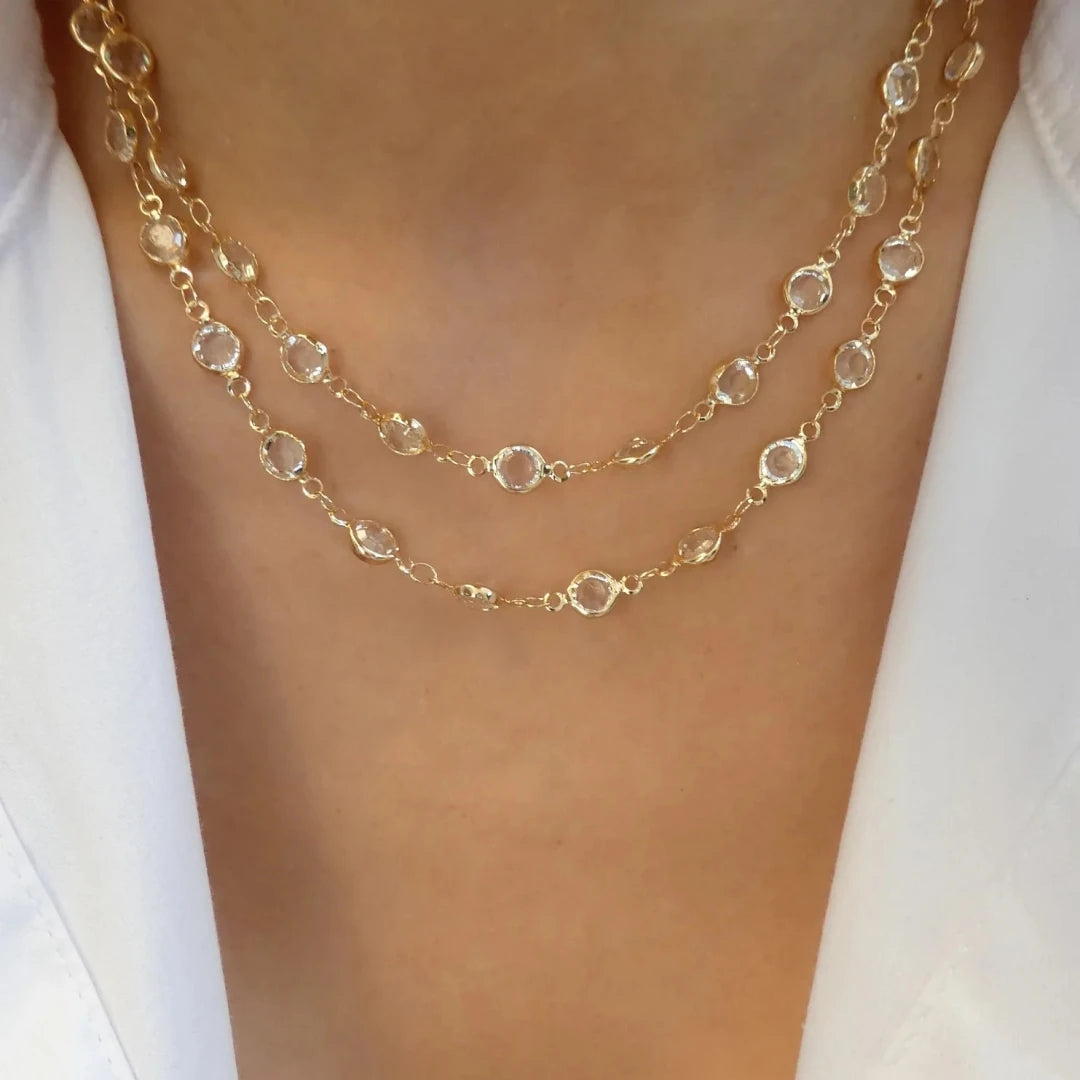Collier Ras du Cou Rétro Cristal Arc-en-Ciel - Zircon Coloré Chaîne Clavicule Femme