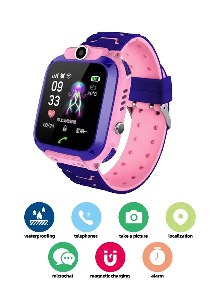 MOONBIFFY - Montre Enfant Intelligente 4G - Mini Téléphone avec Appel, SOS, Caméra,  Cadeau Anniversaire Noël Fille Garçon