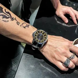 NOUVEAUTES 2026 !!! - Montre Homme Luxe Douze Chevaliers Table Ronde - Concept Trou de Ver Zodiac