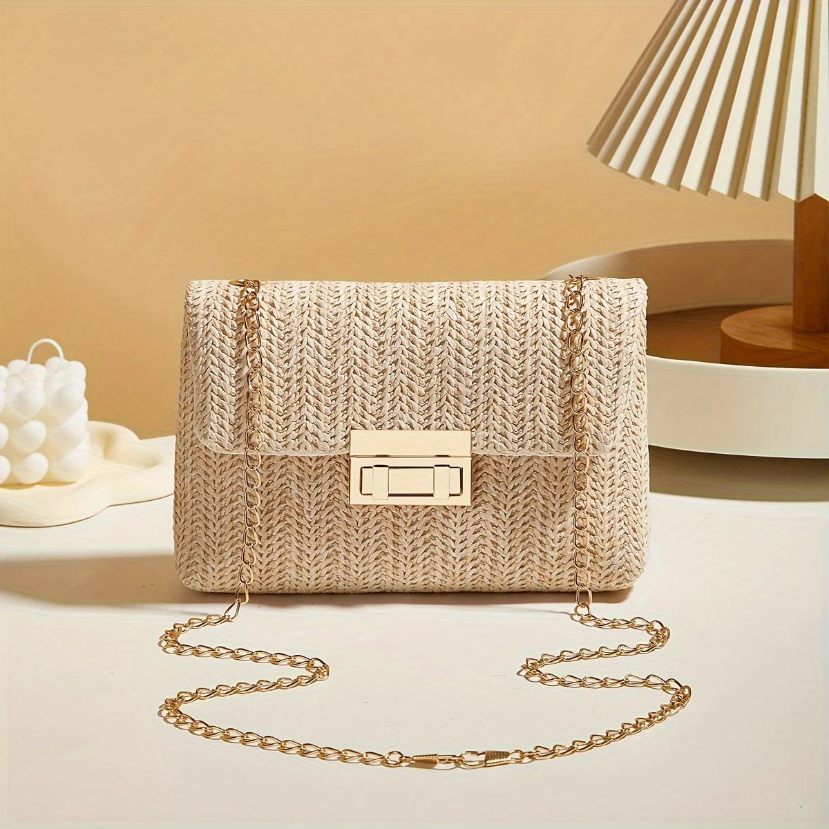 Sac à Main Femme Paille Femme Bandoulière - Sac Crossbody Fermoir Décoratif Fashion