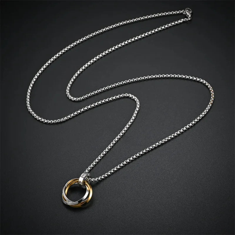 Collier à Trois Cercles Entrelacés Acier Inoxydable - Minimaliste Unisexe Bohème