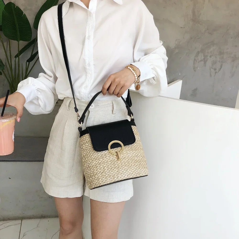 Sac à Main Femme Tressé Plage 2025 Tendance Coréenne - Sac Seau Bandoulière Fashion