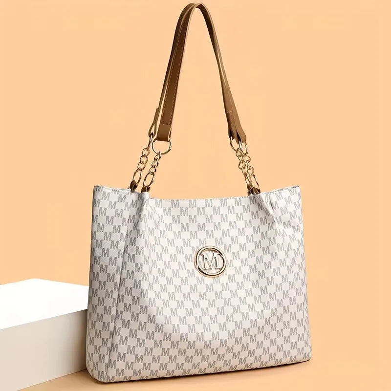 Sac à Main Femme Fourre-Tout Vintage Géométrique Lettre M - Grand Cabas Shopping Andralyn