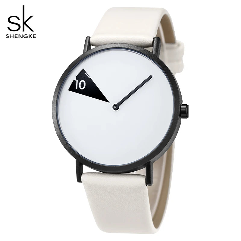 MOONBIFFY - Montre Femme Créative Minimaliste - Bracelet Cuir - Étanche 3 ATM - Mouvement Japonais