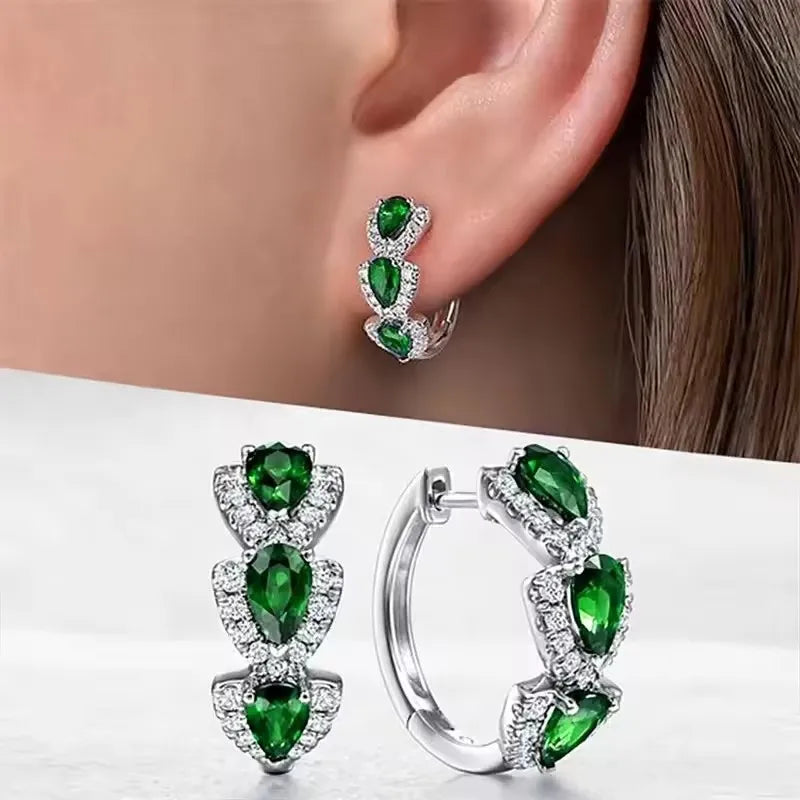 Boucles d'Oreilles Femmes Gouttes Pierres Synthétiques - Bijou Femme Élégant