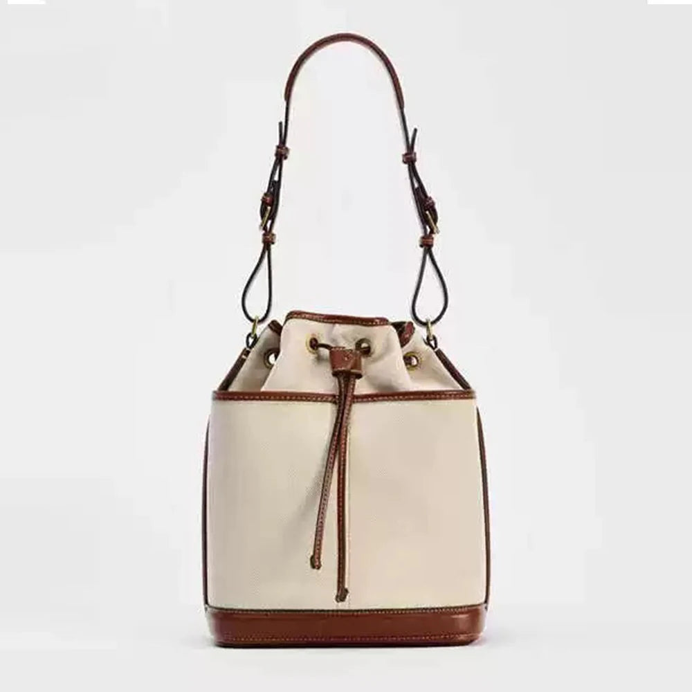 Sac à Main Femme - Seau Femme Denim Toile - Sac Bandoulière Designer Cordon Coulissant 2025