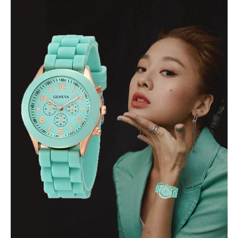 MOONBIFFY - Montre Femme 2025 Silicone Colorée - Chronographe Sport - Date - Chiffres Arabes - Cadeau
