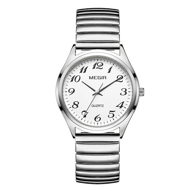 MEGIR - Montre Couple Luxe - Acier Inoxydable - Cadran Lumineux - Étanche 3 ATM - Saint-Valentin