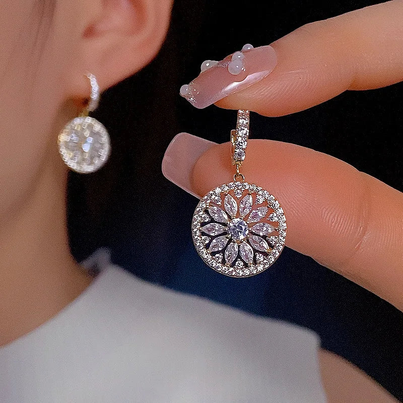 Boucles d'Oreilles Femmes Luxe Fleur Zircon - Bijou Femme Mariage