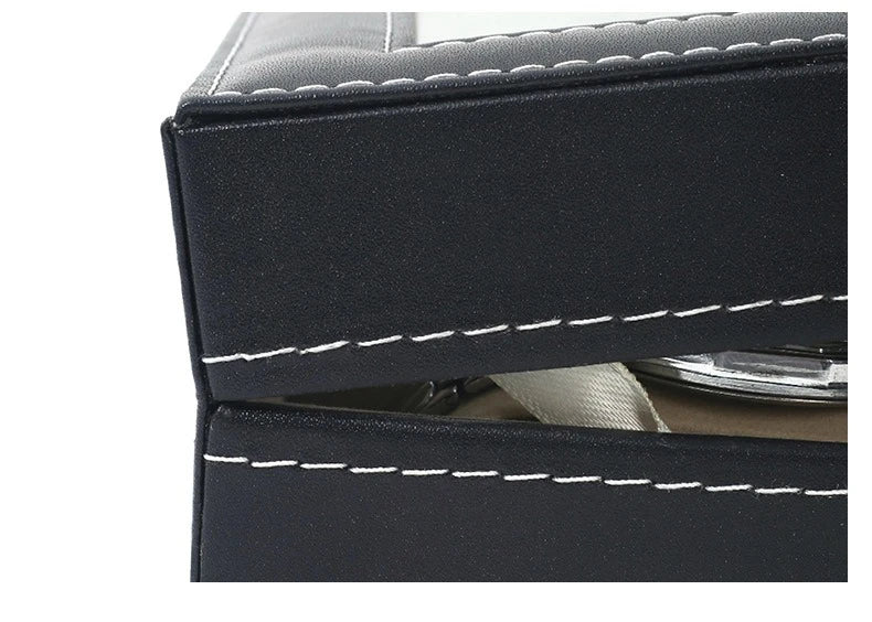 Boîte à Montres Organiseur 6 montres - Grand Verre - Coussins Amovibles - Cuir - Cadeau Luxe