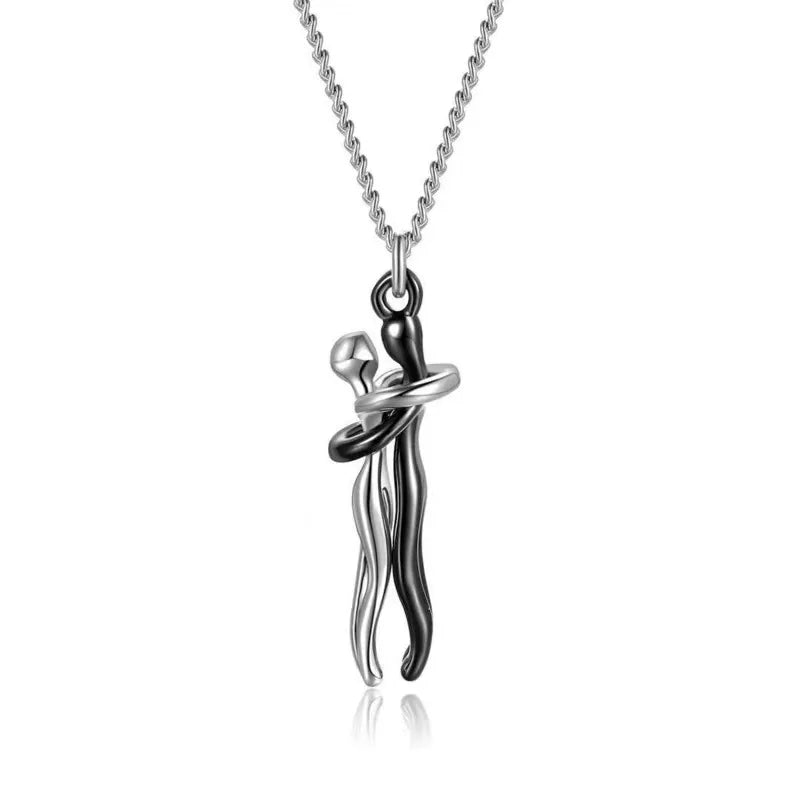 Collier Pendentif Couple Enlacé Hip Hop - Bijou Unisexe Promesse