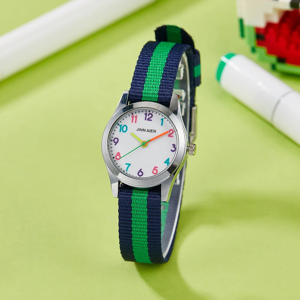 MOONBIFFY - Montre Enfant Quartz Analogique - Bracelet Toile Sport - Étanche 5 ATM - Fille Garçon - Cadeau