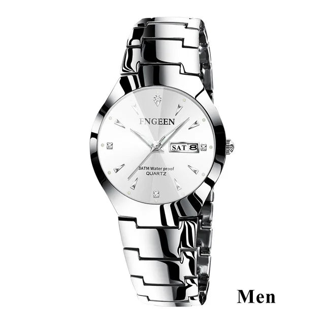 FNGEEN - Montre Couple FNGEEN 5808 - Acier Inoxydable Bicolore Or Rose - Étanche 3 ATM - Cadeau Amoureux