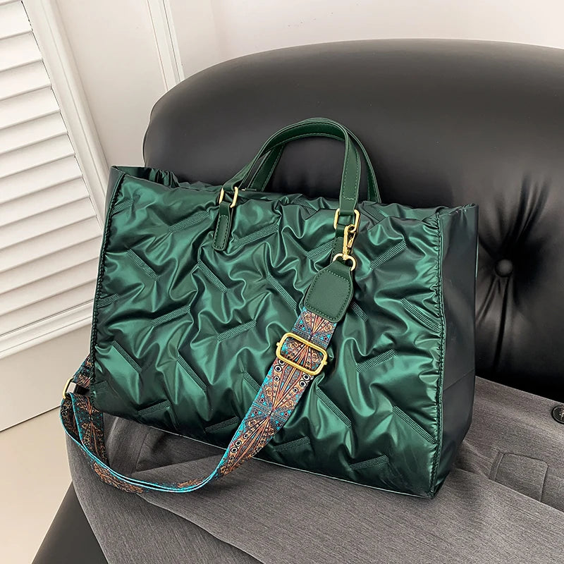 Sac à Main Femme Matelassé Nylon - Cabas Fourre-Tout Rembourré Hiver Designer