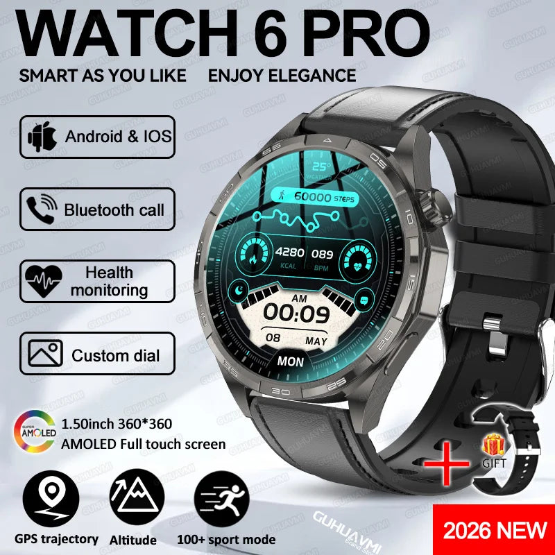 Montre Connectée Saphir 2026 GPS Homme Femme - Appels Bluetooth & Assistant Vocal