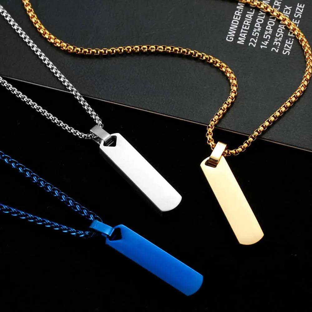 Collier Chaîne Clavicule Homme Barre Rectangle Géométrique - Acier Inoxydable Tendance
