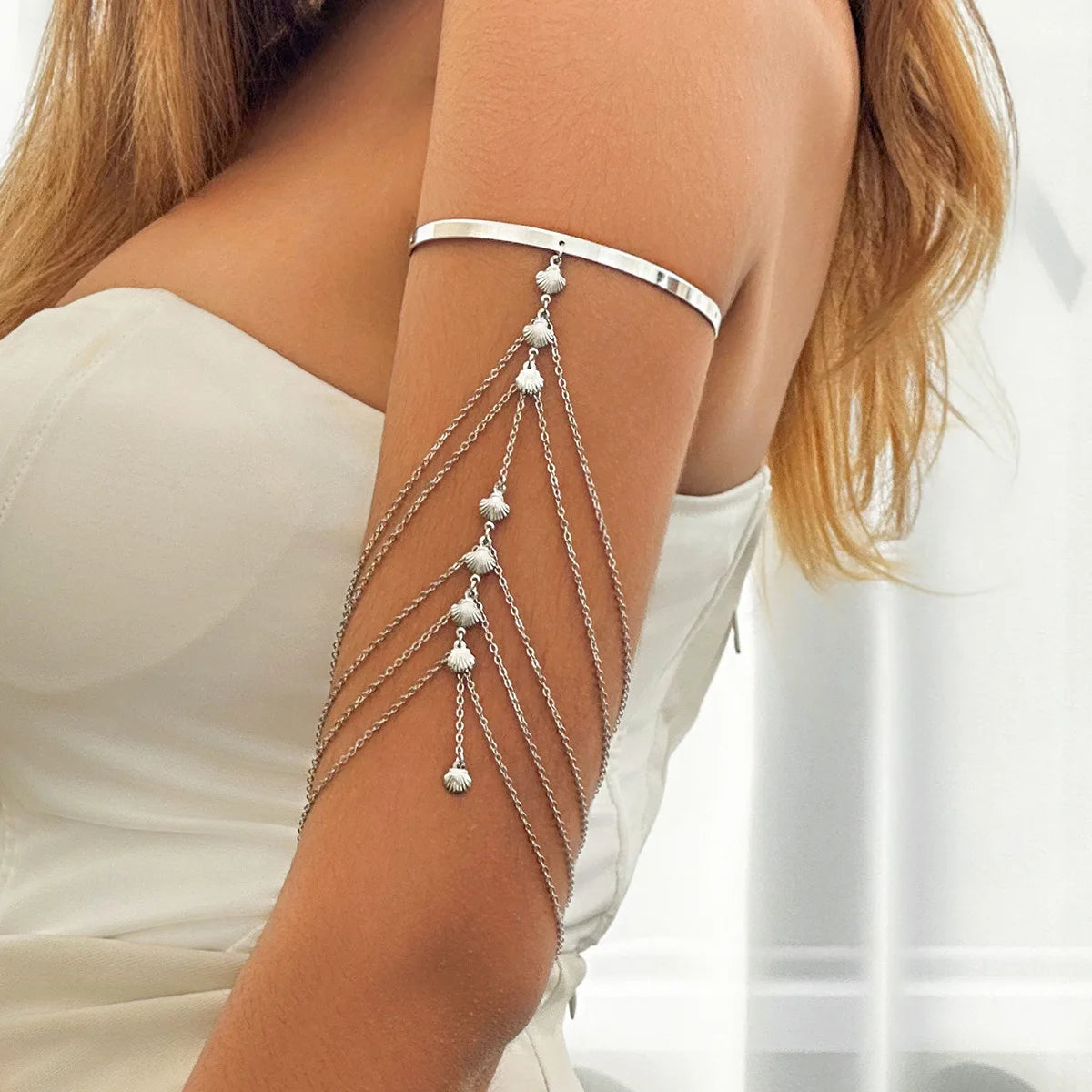 Bracelet Femme Manchette Bohème Cristal Pompons - Bijou Femme Bras Mariage