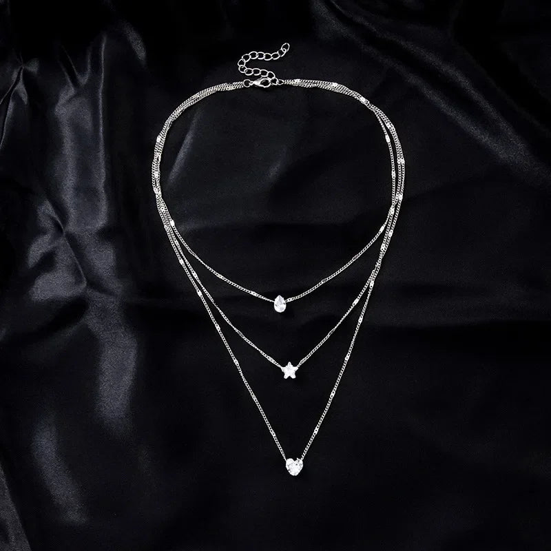 Collier Femme Plaqué Or Argent avec Perles - Pendentif Cœur 14K Tendance