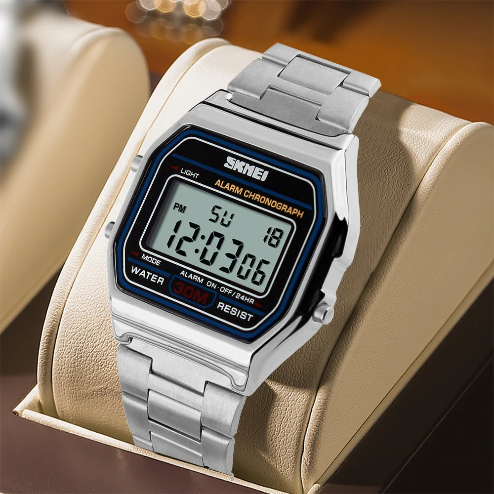 SKMEI - Montre Homme 1123 Digitale Acier Inoxydable Rétro Sport