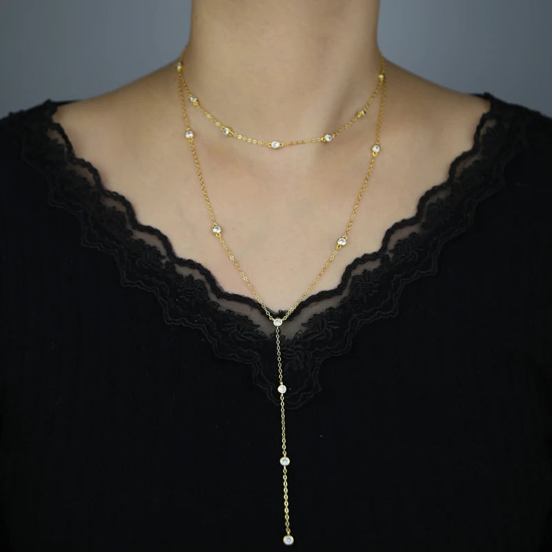 Collier Multicouche Argent 2025 Extensible - Double Couche Or Rose Argent 925 Femme