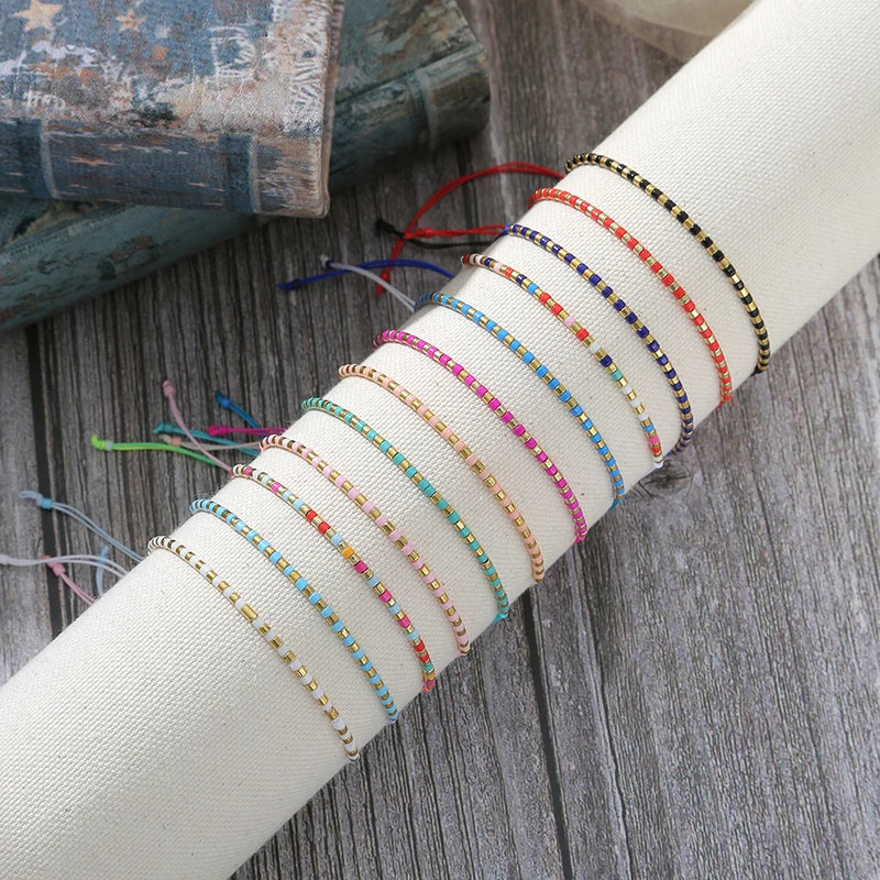 Ensemble 12 Bracelets Multicolores Perles Ajustables Femme Fille - Corde