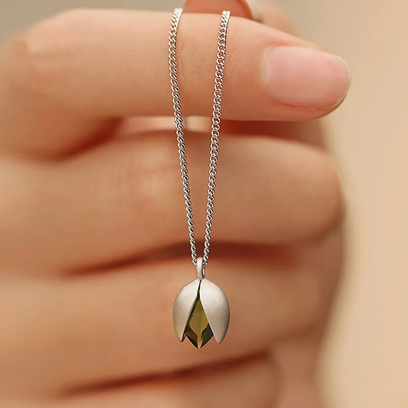 Collier Pendentif Pistache Femme - Bijou Mignon Romantique Chaîne Clavicule