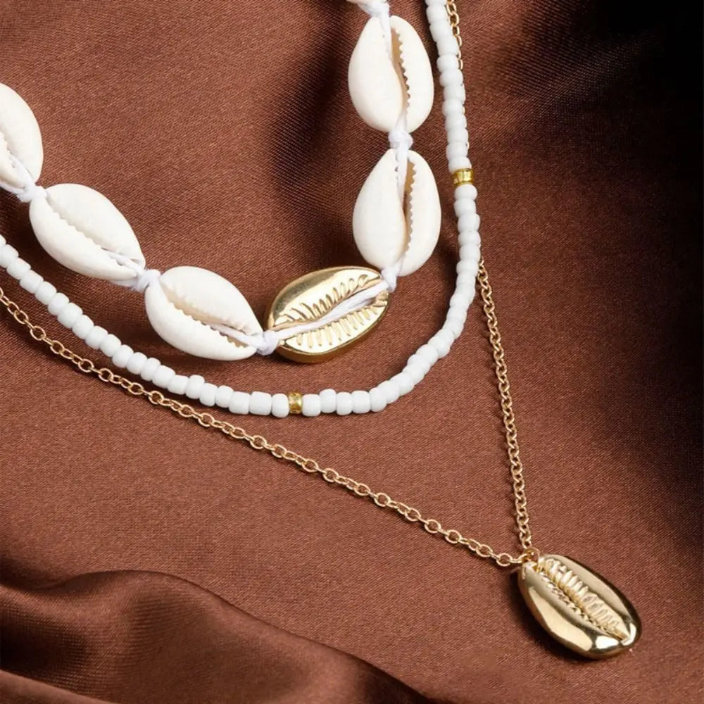 Collier Court Chaîne Perles Géométrique Bohème - Bijou Femme Tendance