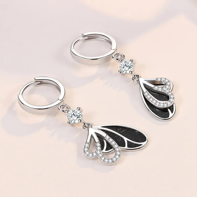 Boucles d'Oreilles Femmes Pendantes Argent 925 Nœud Zircon - Bijou Femme Élégant