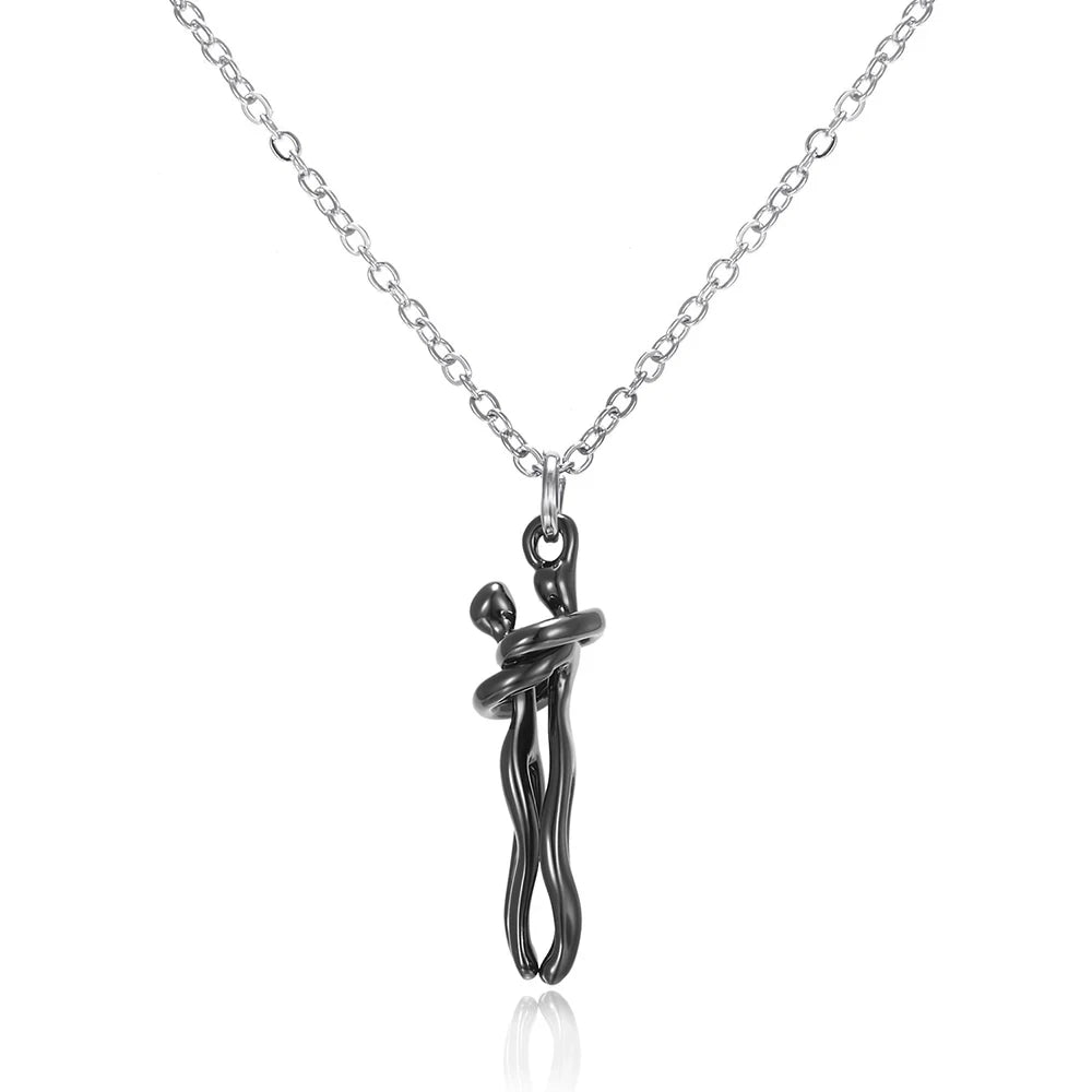 Collier Pendentif Couple Enlacé Hip Hop - Bijou Unisexe Promesse