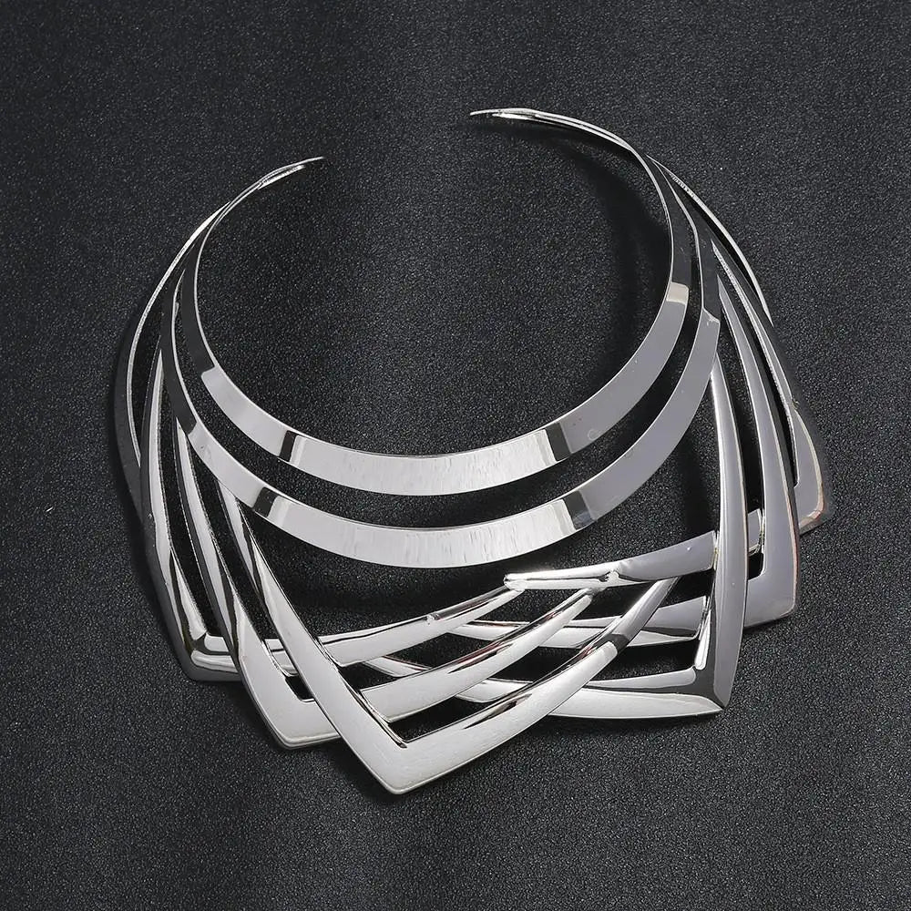 Collier Femme Maxi Statement Chunky Choker - Bijou Luxe Couleur Or Tendance Punk