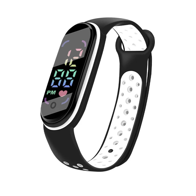 MOONBIFFY - Montre Enfant LED Digitale Sport - Bracelet Silicone Bicolore - Étanche 3 ATM
