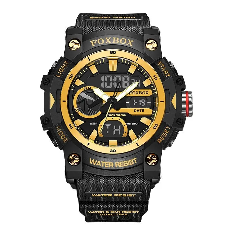 LIGE - Montre Homme FOXBOX Sport Militaire - Double Affichage Digital - Étanche 5 ATM - XXL 55mm