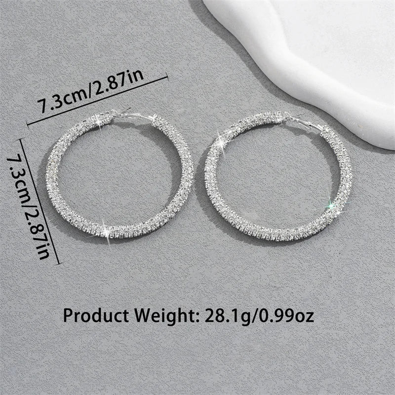 Grandes Boucles d'Oreilles Femme Créoles Cristal Femme - Accessoires Mariage & Soirée