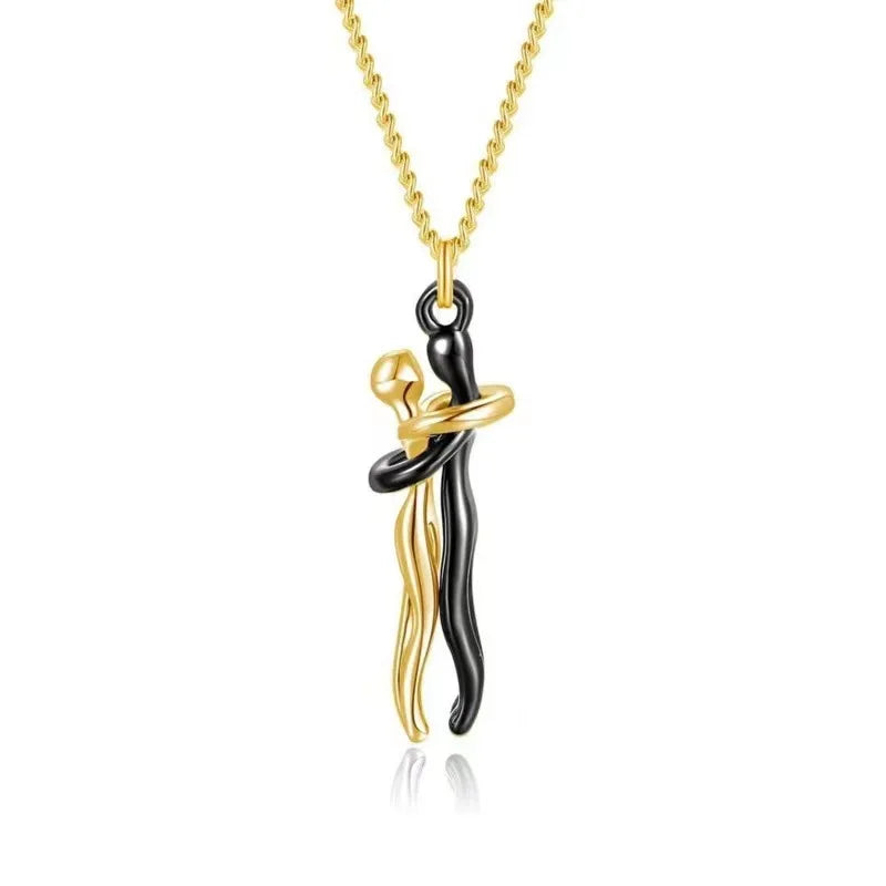 Collier Pendentif Couple Enlacé Hip Hop - Bijou Unisexe Promesse