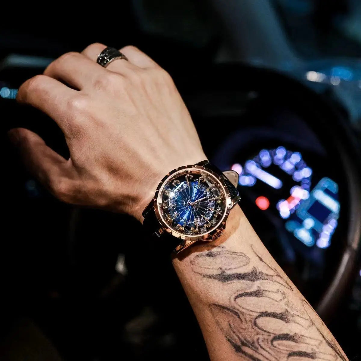 NOUVEAUTES 2026 !!! - Montre Homme Luxe Douze Chevaliers Table Ronde - Concept Trou de Ver Zodiac