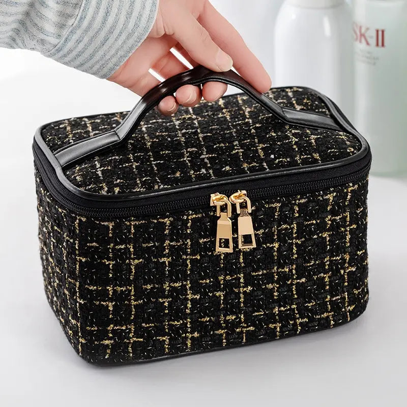 Sac à Main - Trousse Maquillage Grande Capacité Tissée - Vanity Portable Rangement Voyage