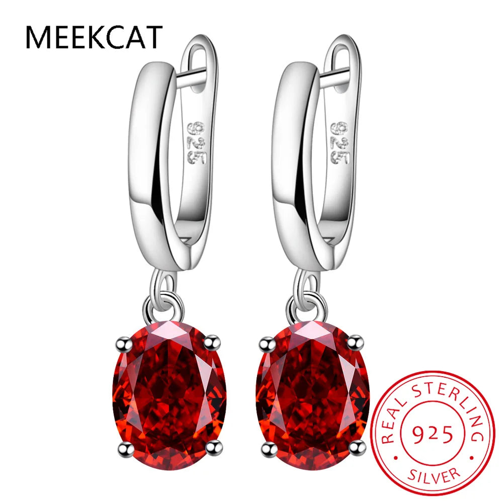 Boucles d'Oreilles Femmes Pendantes Argent 925 Topaze Bleue - Bijou Femme Élégant