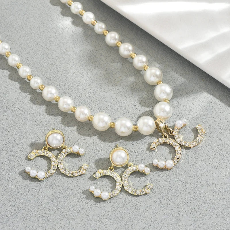 Collier et Boucles d'Oreilles Vintage - Parure Bijoux Femme Luxe