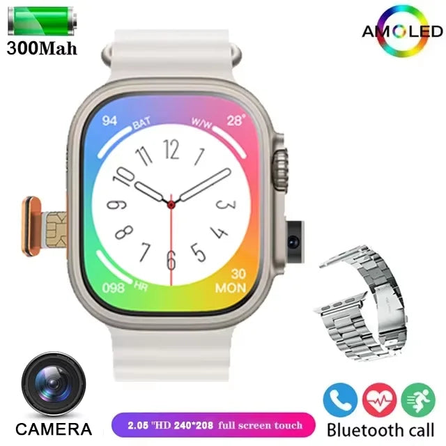 Montre Homme Connectée T83 Pro 2026 – 4G Android 10.0, Écran AMOLED 1.96", Caméra 200W, GPS & 100+ Sports