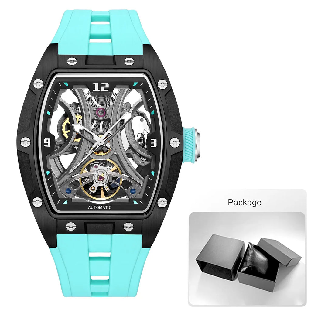 MEGIR - Montre Homme MEGIR 2245 Mécanique Automatique Squelette Sport - Cadran Creux Transparent - Tonneau Acier