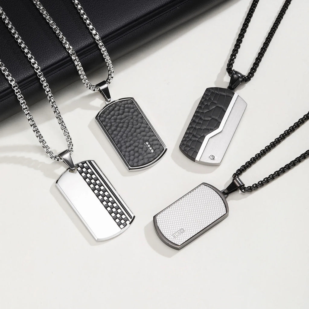 Collier Pendentif Plaque Militaire Homme - Acier Inoxydable Étanche Dog Tag