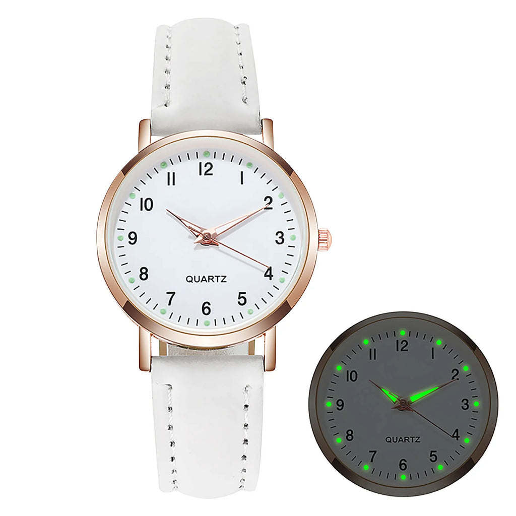 MOONBIFFY - Montre Femme Mode Cuir - Chiffres Arabes - Lumineux - Étanche 3 ATM - Casual Élégant