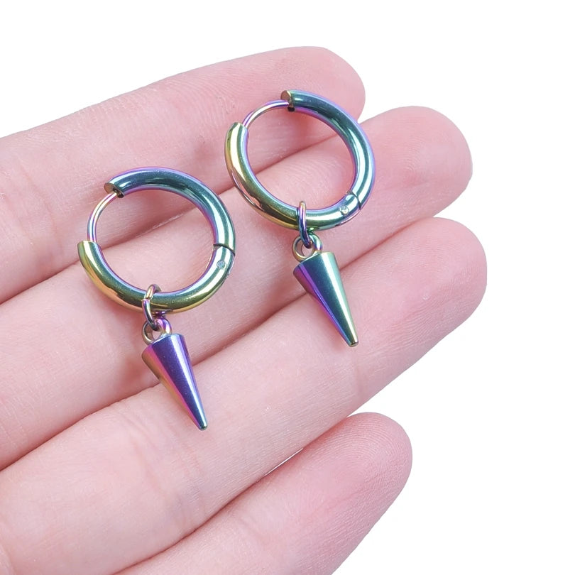 Boucles d'Oreilles Femmes Arc-en-Ciel Acier Inoxydable - Bijou Unisexe Punk