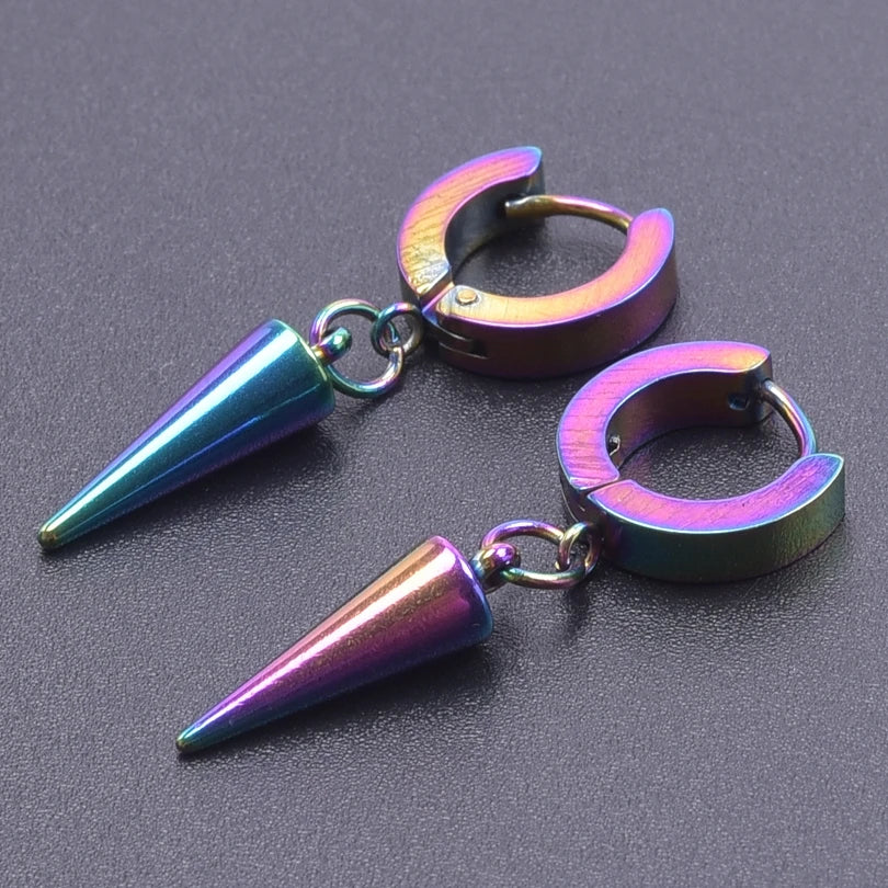 Boucles d'Oreilles Femmes Arc-en-Ciel Acier Inoxydable - Bijou Unisexe Punk