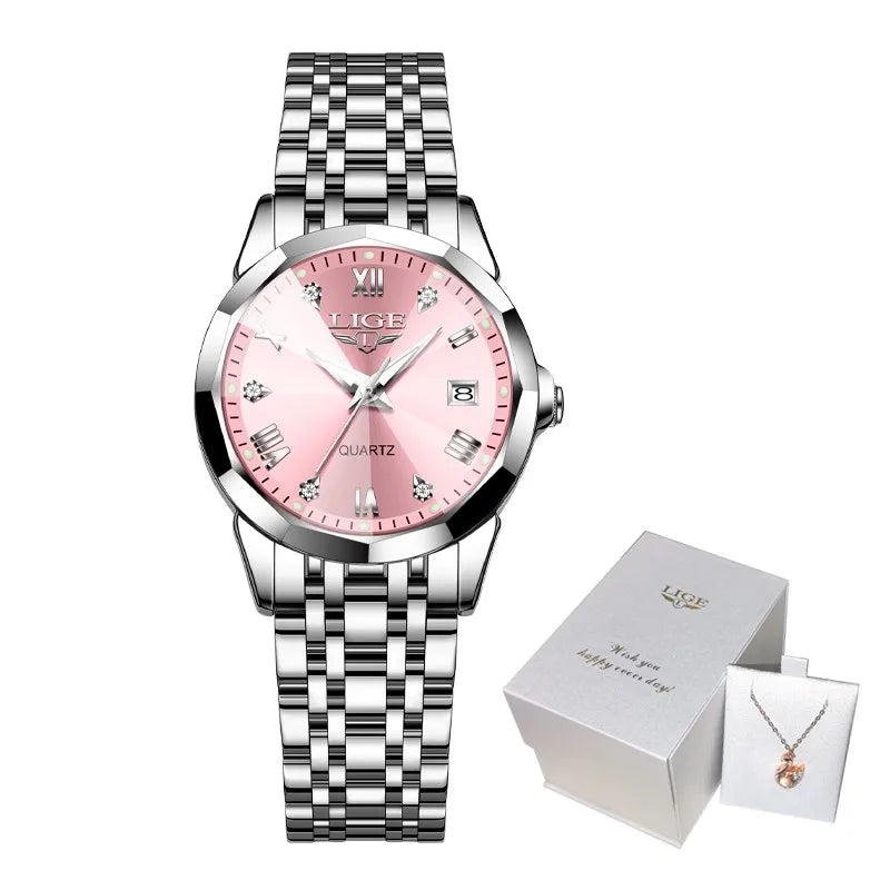 Montre Femme LIGE Élégante Ultra-Mince - Style Nordique Minimaliste Acier Inoxydable