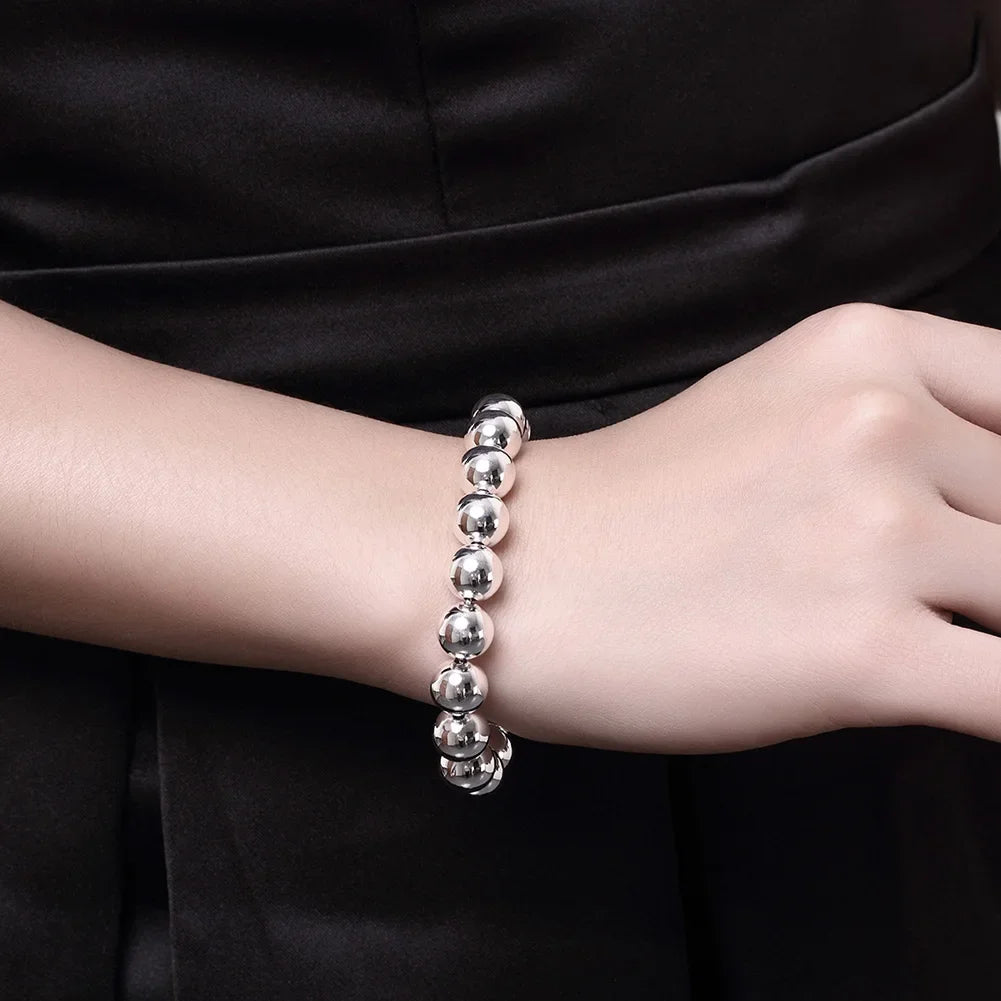 Bracelet Argent Sterling 925 Perles 6MM Femme - Mariage Fête Élégant